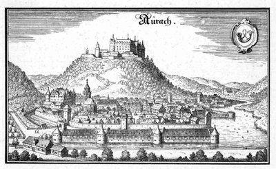 Aurach - excerpt from Topographia Sueviae by Matthaus Merian