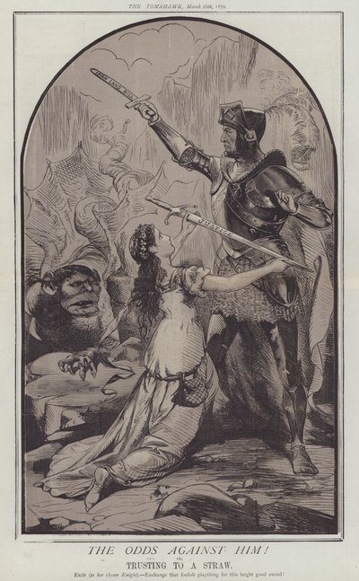 The Odds against Him! or, Trusting to a Straw (colour litho) by Matthew