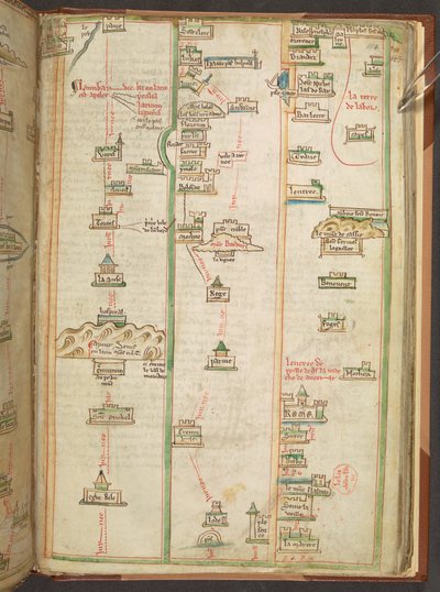 Itinerary Map Showing the Route Between London and Naples, from Matthew Paris