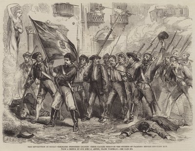 The Revolution in Sicily, Released Prisoners leading their Gaoler through the Streets of Palermo before Shooting him by Matthew Somerville Morgan