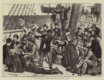 On Board an Emigrant Ship, Land, Ho! by Matthew White Ridley