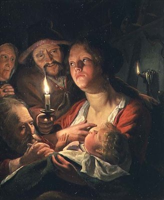 Mother and Child by Candlelight by Matthys Naiveu