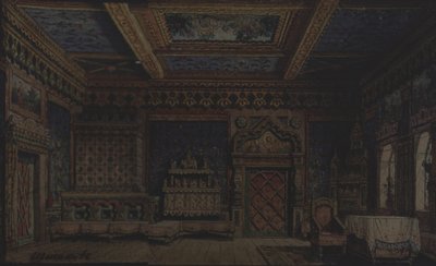 Stage Design for the Theatre Play Death of Ivan the Terrible by A. Tolstoy by Matvey Andreyevich Shishkov