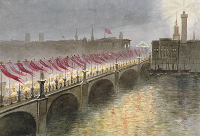 View of London Bridge on the Night of the Arrival of the Princess Alexandra of Denmark by Maul