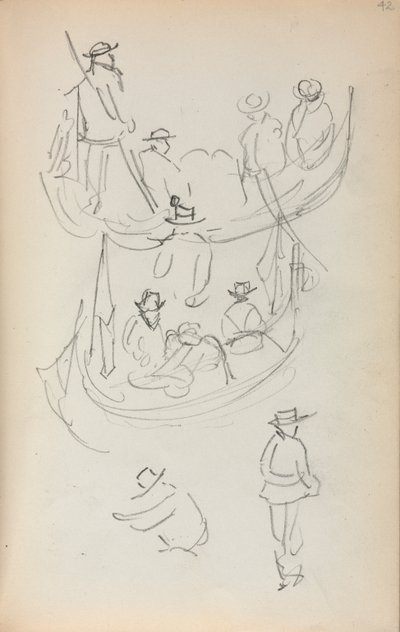 Italian Sketchbook: Two Gondolas with Figures by Maurice Brazil Prendergast