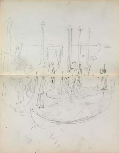 Italian Sketchbook: Venetian Harbor View page 37 & 38, 1898-1899 by Maurice Brazil Prendergast
