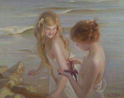 Two Girls with a Starfish on a Beach by Maurice Chabas