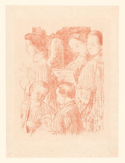 Three Singing Angels and Two Choirboys during the Holy Mass by Maurice Denis