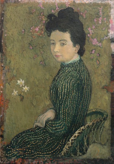 Eva Meurier in a Green Dress by Maurice Denis