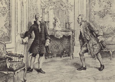 Illustration for Book VII of The Confessions of Jean-Jacques Rousseau (engraving) by Maurice Leloir