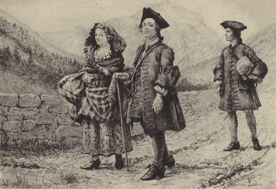 Jean-Jacques Rousseau on the road with two companions by Maurice Leloir
