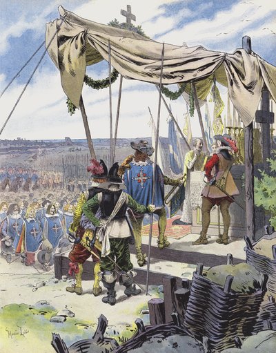 Richelieu Celebrates Mass at the Camp of La Rochelle by Maurice Leloir