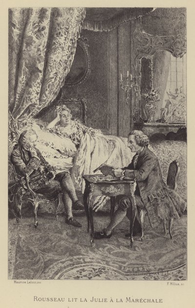 Rousseau reading his novel Julie to la Marechale by Maurice Leloir