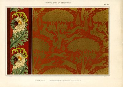 Cockatoo Border and Dog Shadow Pattern by Maurice Pillard Verneuil