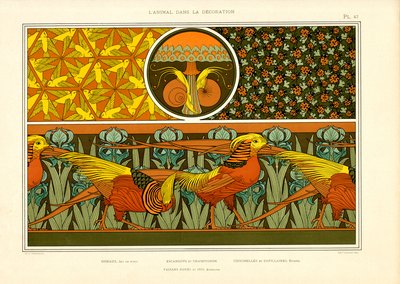 Decorative Ornamental Patterns with Pheasants, Birds and Ladybugs by Maurice Pillard Verneuil