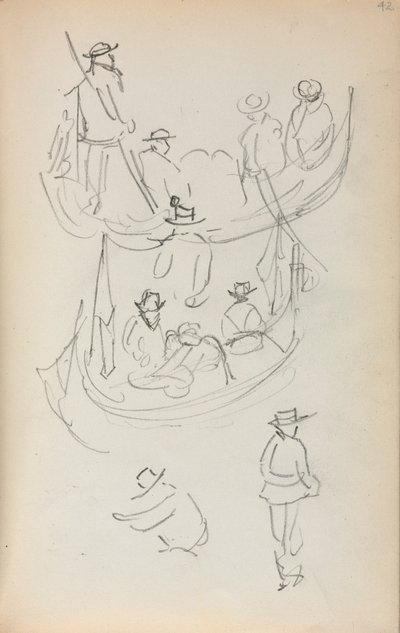Italian Sketchbook: Two Gondolas with Figures by Maurice Prendergast