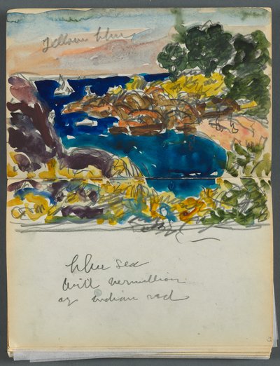 Sketchbook- The Granite Shore Hotel, Rockport: Harbor View with Color Notations by Maurice Prendergast