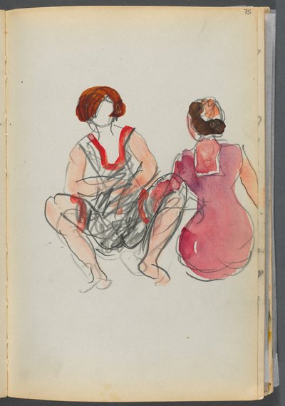 Sketchbook - The Granite Shore Hotel, Rockport, page 075: Seated Bathers by Maurice Prendergast