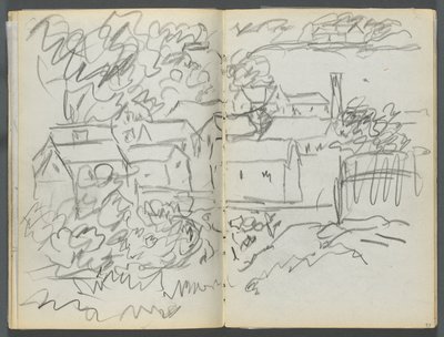 Sketchbook, The Dells: Landscape with Houses by Maurice Prendergast