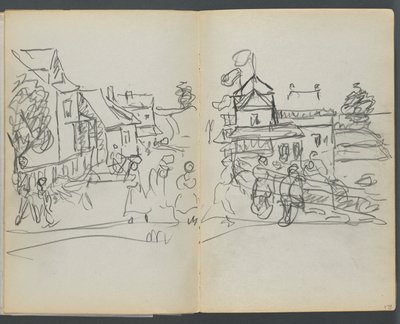 Sketchbook, The Dells: Village with Houses and Road by Maurice Prendergast