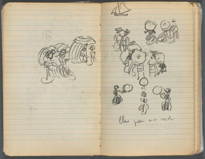 Sketchbook, page 110 & 111: Study for Figures on a Beach by Maurice Prendergast