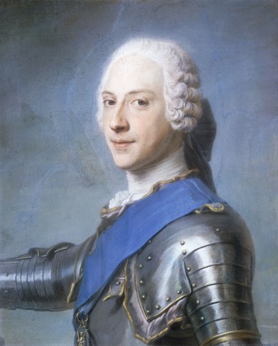 Portrait of Prince Charles Edward Stuart, bust length, in Profile to the Left, His Head Turned to the Front, His Right Arm Raised by Maurice Quentin de La Tour