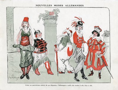 Illustration of Maurice Radiguet in Mode in Germany, ca. 1915 - New German modes - War of 14-18, Germany Prussia, Turkey, Fashion, Triplice - Women by Maurice Radiguet