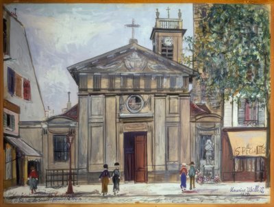 Saint-Denis de la Chapelle Church and Statue of Saint Joan of Arc by Maurice Utrillo