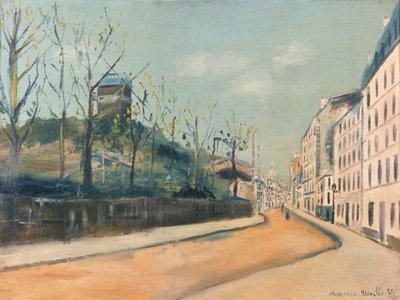 Rue Lepic, Montmartre, with the Moulin de la Galette and the Sacre Coeur by Maurice Utrillo