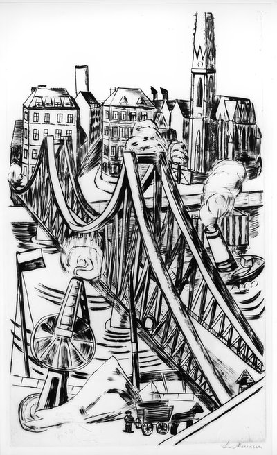 Large Bridge (The Iron Bridge in Frankfurt am Main) by Max Beckmann
