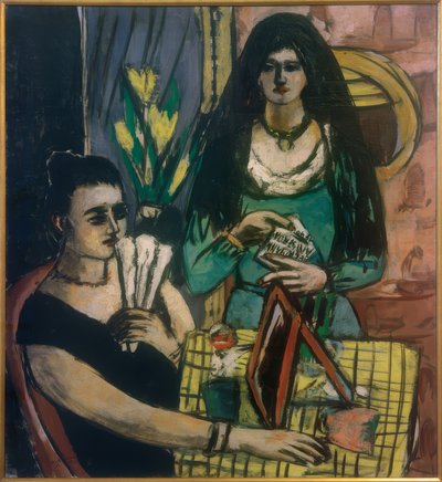 Girl in Black on Green by Max Beckmann