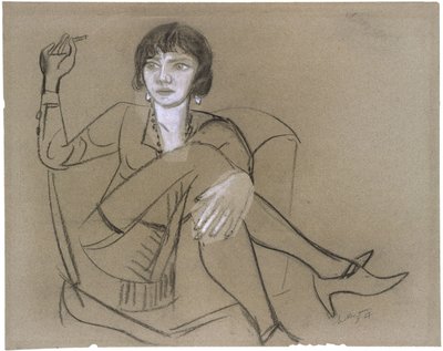 Quappi in an Armchair, Smoking by Max Beckmann