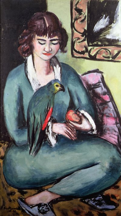 Quappie with a Parrot by Max Beckmann