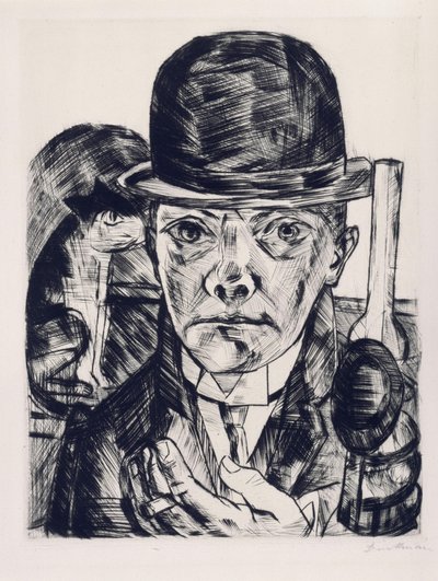 Self-Portrait with Stiff Hat by Max Beckmann