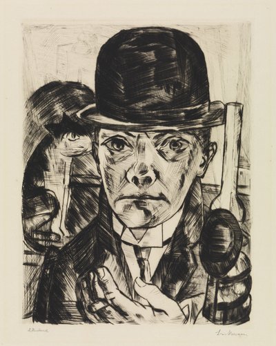 Self-Portrait with a Stiff Hat by Max Beckmann