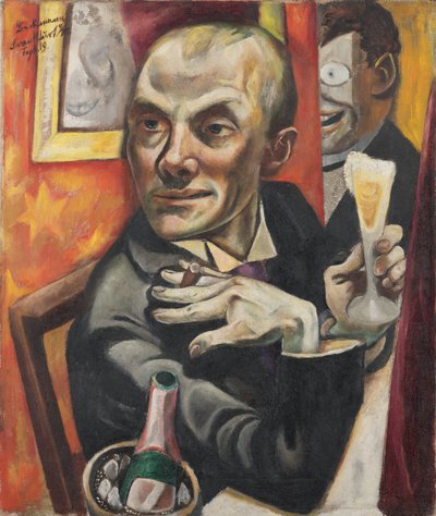 Self-Portrait with Champagne Glass by Max Beckmann
