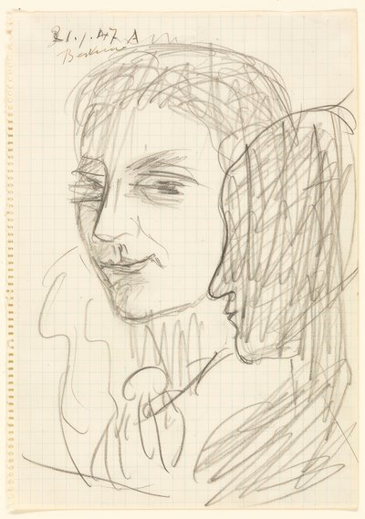 Study of Two Heads by Max Beckmann