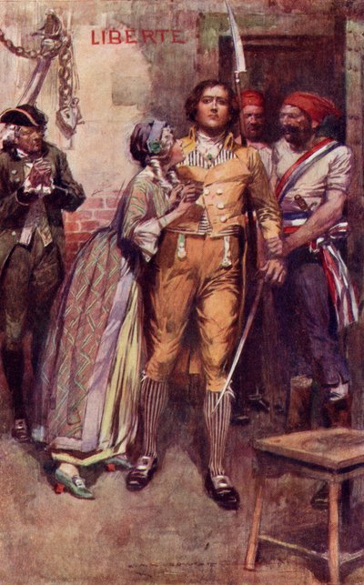Lucy bids farewell to Sydney Carton, frontispiece from 