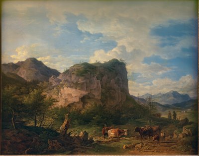 Cows in Front of a Cliff at Oberaudorf by Max Joseph Wagenbauer