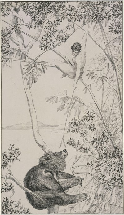 Bear and Elf, Preliminary Drawing for Opus IV, Sheet 1 (Singer 52) by Max Klinger