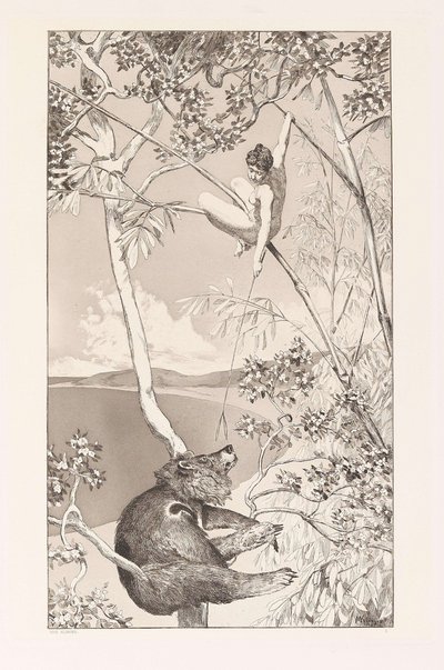 Bear and Elf, Plate I from Intermezzos, Opus IV by Max Klinger