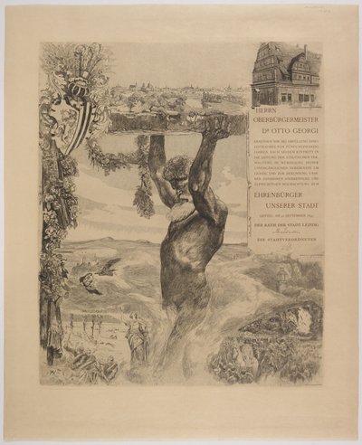 Honorary Citizenship Certificate for Mayor Dr. Otto Georgi by Max Klinger