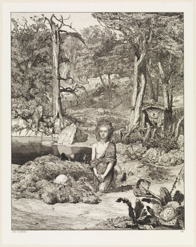 Simplicius at the Grave of the Hermit (Intermezzi, Opus IV, plate 8) by Max Klinger