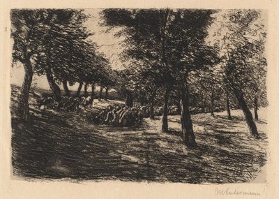 Herd of Sheep Under Trees by Max Liebermann