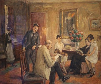 Liebermann Family. The Artist Sketching in the Circle of His Family by Max Liebermann