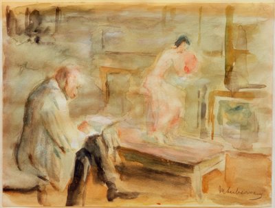 Self-Portrait with Model in the Wannsee Villa Studio by Max Liebermann