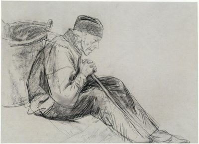 Seated Farmer in Profile by Max Liebermann
