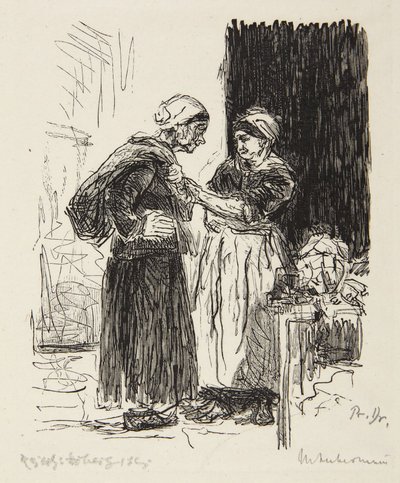 Two Women Conversing by Max Liebermann