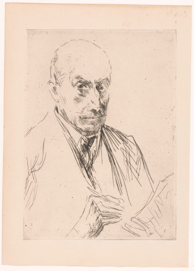Self-Portrait of Max Liebermann, Drawing Pencil in Hand by Max Liebermann