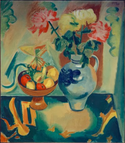 Still Life with Chrysanthemums by Max Pechstein